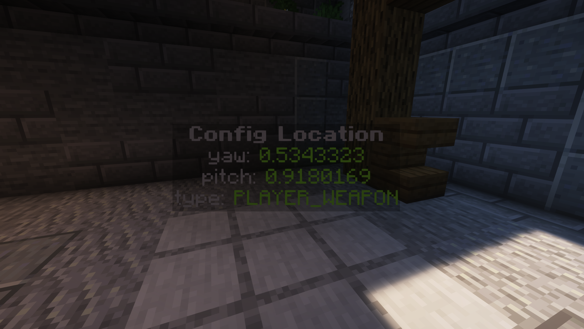 A floating text that configures the position of a player cannon.