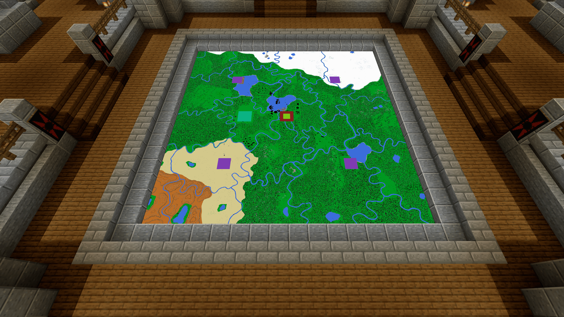A huge map on the floor of our map room inside the pvp server