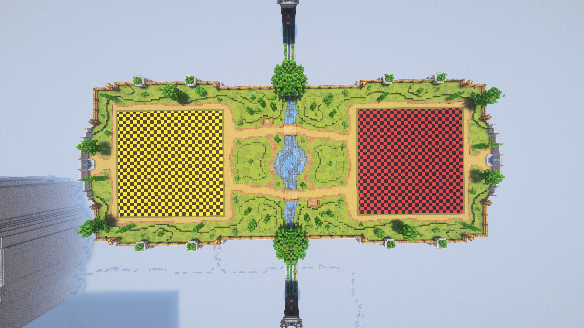 A clan war map with two colored sockets for the clan bases.